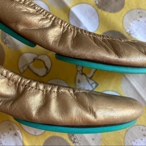 Tieks metallic bronze rounded flats size 7