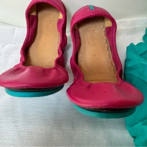 Tieks Pink Foldable Flats with Elastic Edge #0002