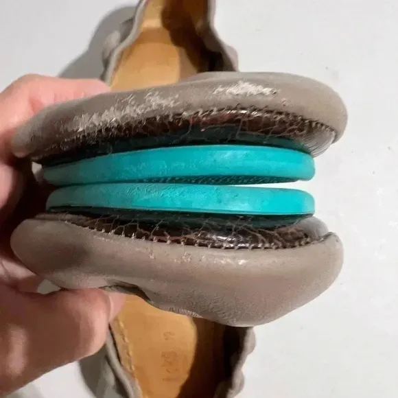 Tieks Taupe Leather Foldable Ballet Flats Sz 10