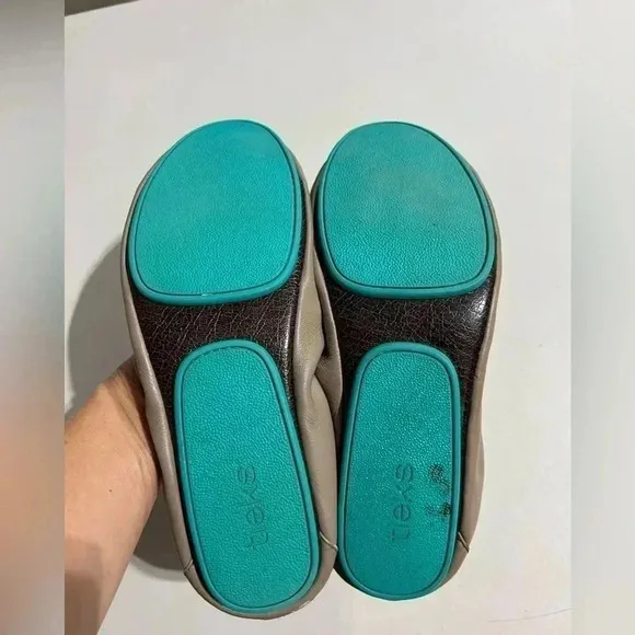Tieks Taupe Leather Foldable Ballet Flats Sz 10