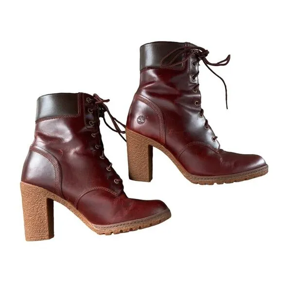 Timberland Clancy Leather Bootie Lug Sole Boots Size 7.5 Chunky Block Heel