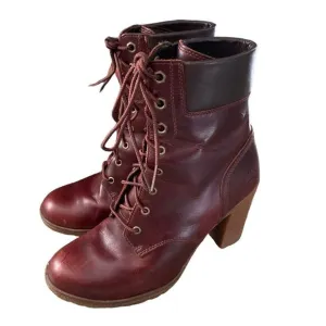 Timberland Clancy Leather Bootie Lug Sole Boots Size 7.5 Chunky Block Heel