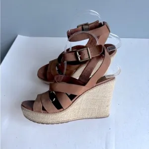 Timberland Danforth Brown Leather Wedge Sandals Size 7