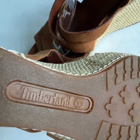 Timberland Danforth Brown Leather Wedge Sandals Size 7