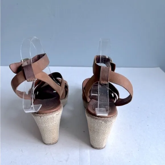 Timberland Danforth Brown Leather Wedge Sandals Size 7
