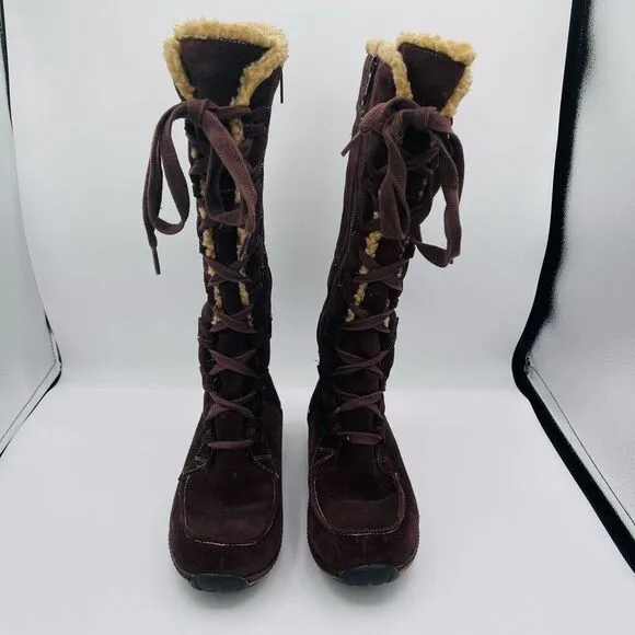 Timberland Granby Mid Calf Brown Suede Women's Boots Size 7.5 Sherpa Lined Cozy