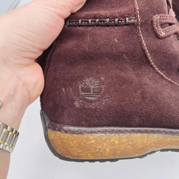 Timberland Granby Mid Calf Brown Suede Women's Boots Size 7.5 Sherpa Lined Cozy