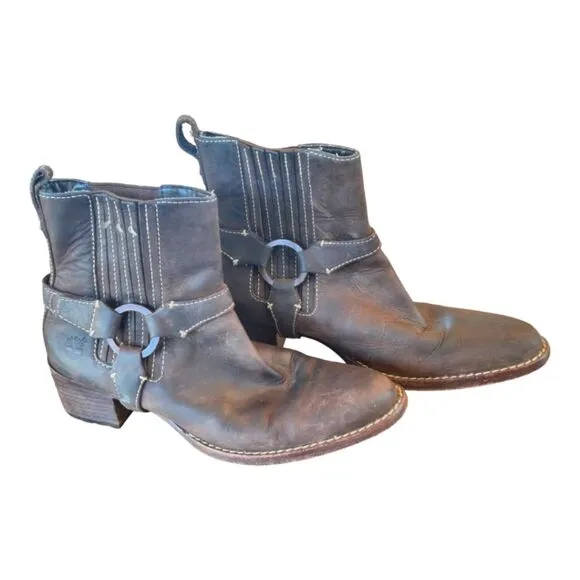 Timberland Leather Comforia Chelsea Harness Ankle Boots Womens 6 Brown