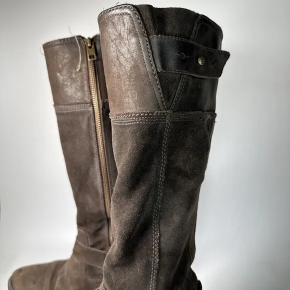 Timberland Womens 7.5 Earthkeepers Bethel Boots Brown Nubuck Leather Tall 23699