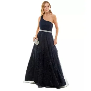 TLC Say Yes To The Prom Navy Blue Silver Sparkle Maxi Formal Dress Gown