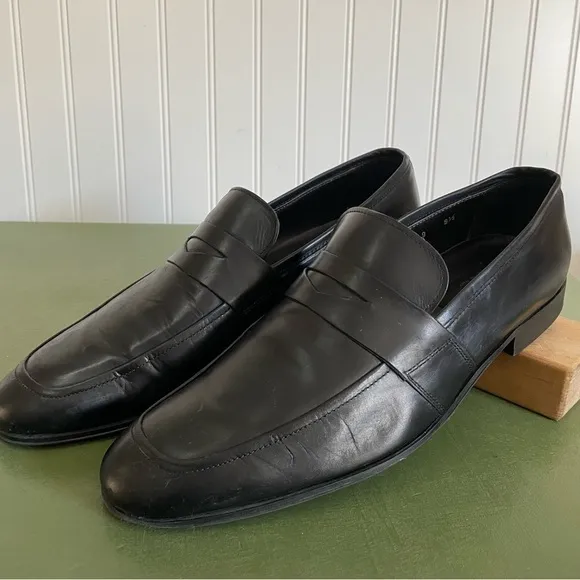 To Boot New York Adam Derrick Moc Sewn Penny Loafers Black Calfskin *Italy*