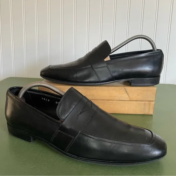 To Boot New York Adam Derrick Moc Sewn Penny Loafers Black Calfskin *Italy*