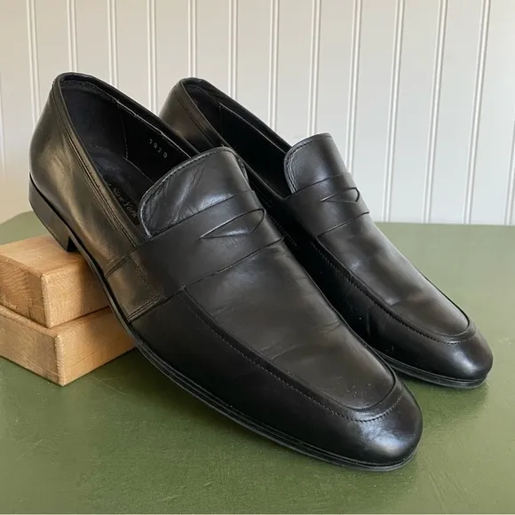 To Boot New York Adam Derrick Moc Sewn Penny Loafers Black Calfskin *Italy*