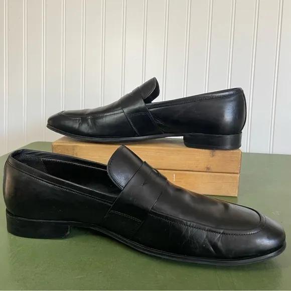 To Boot New York Adam Derrick Moc Sewn Penny Loafers Black Calfskin *Italy*