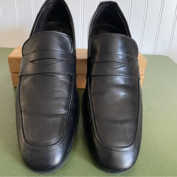 To Boot New York Adam Derrick Moc Sewn Penny Loafers Black Calfskin *Italy*