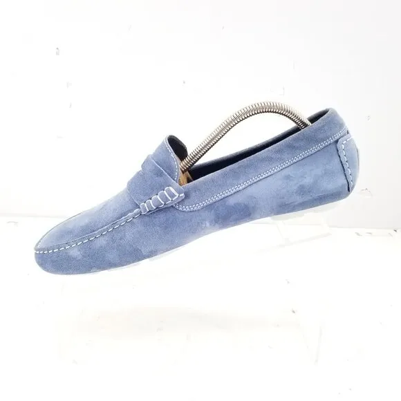 To Boot New York  Men Driver loafers Driving Mid Blue Suede Shoes Sz 8 Italy