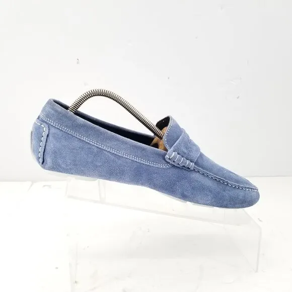 To Boot New York  Men Driver loafers Driving Mid Blue Suede Shoes Sz 8 Italy