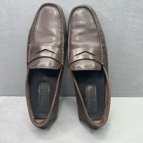 To Boot New York Palo Alto Mens Size 12 Penny Driver Dark Brown Calfskin Loafers