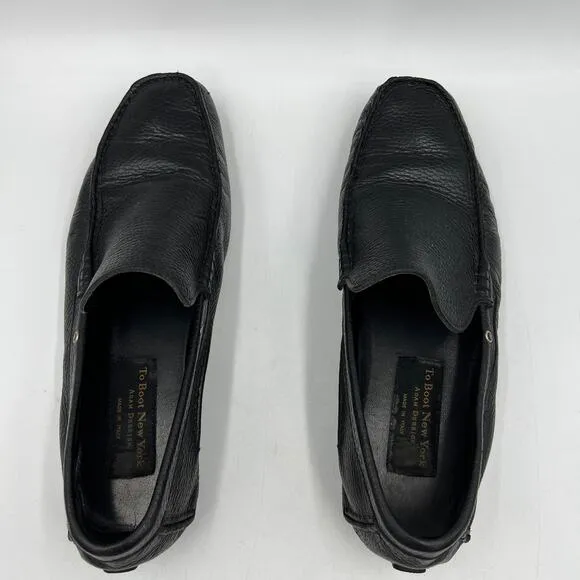 To Boots Lewis Leather Loafers Black Driving Shoes Adam Derrick Slip Ons