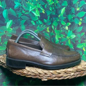 Tods brown leather penny loafers