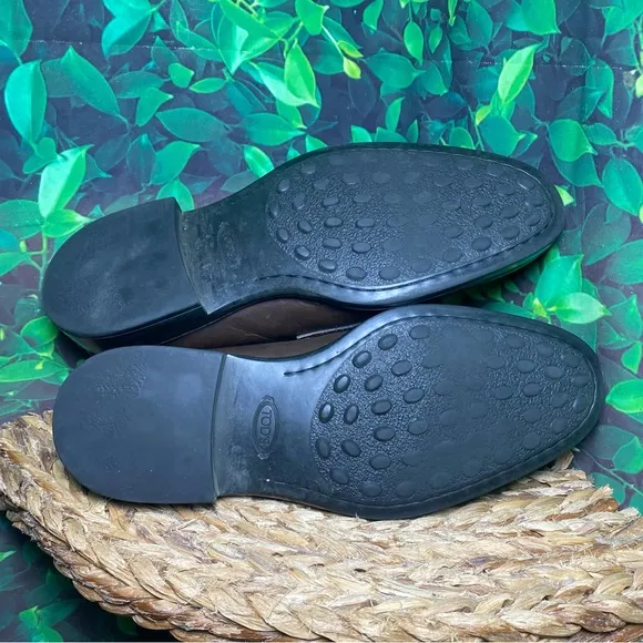 Tods brown leather penny loafers