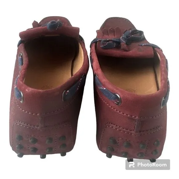 TOD'S Burgundy Leather Driving Loafers Shoes Made in Italy Men Size 9 US
