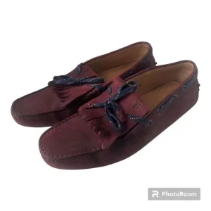 TOD'S Burgundy Leather Driving Loafers Shoes Made in Italy Men Size 9 US