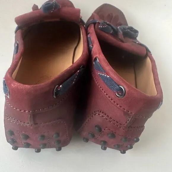 TOD'S Burgundy Leather Driving Loafers Shoes Made in Italy Men Size 9 US