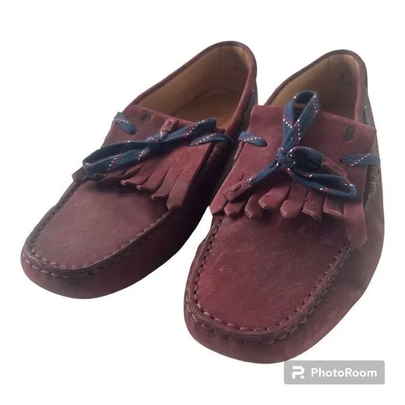 TOD'S Burgundy Leather Driving Loafers Shoes Made in Italy Men Size 9 US