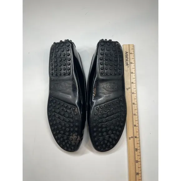 TOD'S City Gommino Driving Shoes Loafers Black Patent Leather Size 36.5 (US 6.5)