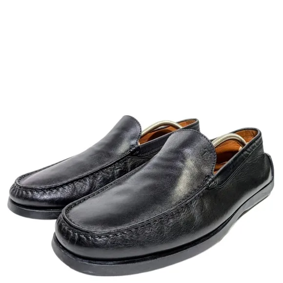 Tod's Dark Grey Moccasin Glossy Patent Leather Driving Loafers Size 11.5