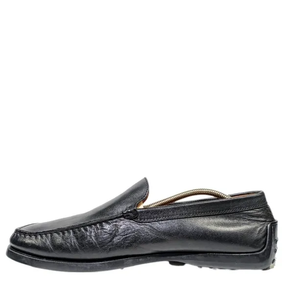 Tod's Dark Grey Moccasin Glossy Patent Leather Driving Loafers Size 11.5