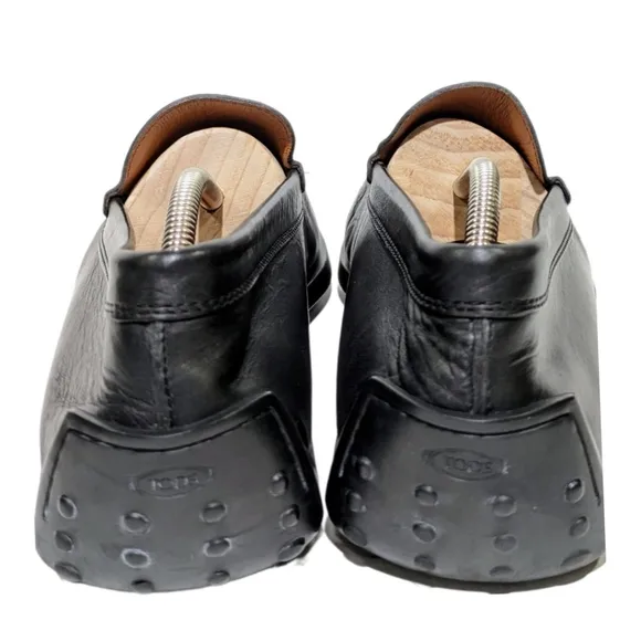 Tod's Dark Grey Moccasin Glossy Patent Leather Driving Loafers Size 11.5