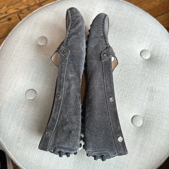 Tod's Dark Grey Suede Loafers Driving Shoes Women's 38
