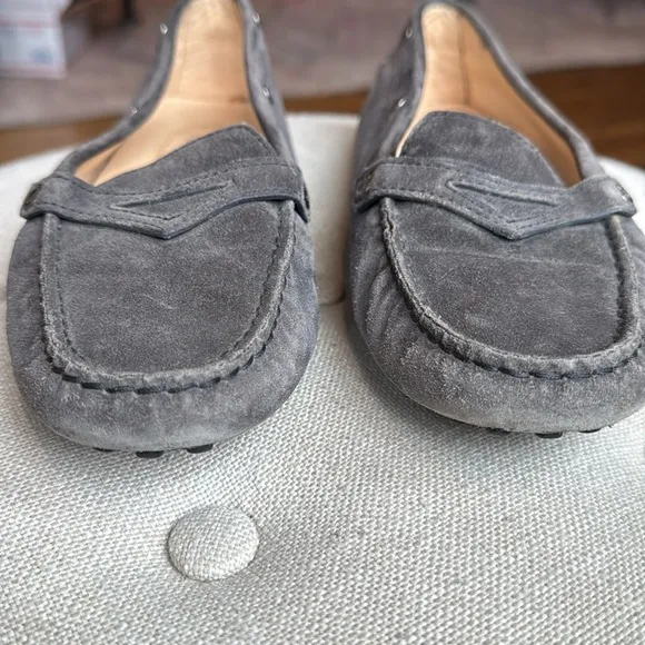 Tod's Dark Grey Suede Loafers Driving Shoes Women's 38