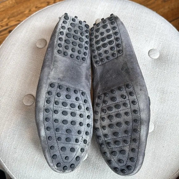 Tod's Dark Grey Suede Loafers Driving Shoes Women's 38