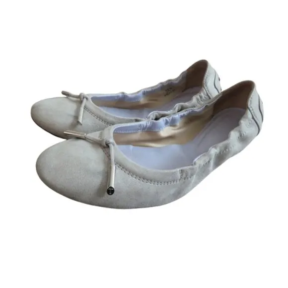 TOD'S Dee Laccetto Silver Metallic Leather Foldable Ballet Flat Shoes Size US 6