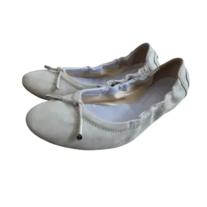TOD'S Dee Laccetto Silver Metallic Leather Foldable Ballet Flat Shoes Size US 6