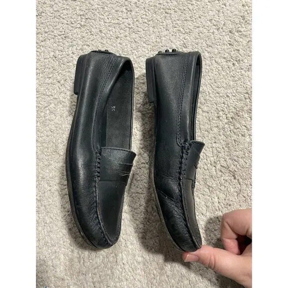 Tods Driving Loafers Womens Sz 35 / US 5 Leather Black Handmade Italy Flats