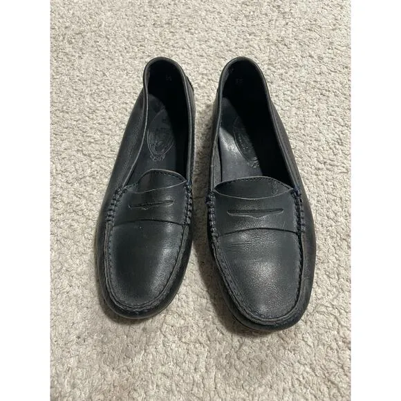 Tods Driving Loafers Womens Sz 35 / US 5 Leather Black Handmade Italy Flats