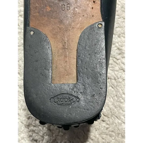 Tods Driving Loafers Womens Sz 35 / US 5 Leather Black Handmade Italy Flats