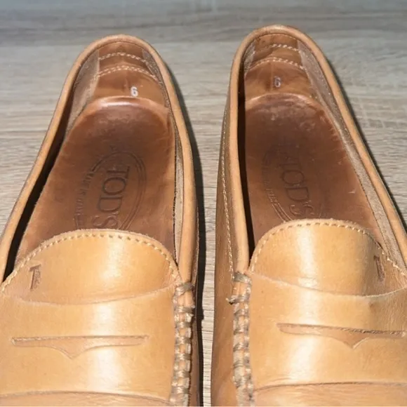 Tod's Gommino Brown Cognac Leather‎ Classic Iconic Driving Shoes Loafers Size 6