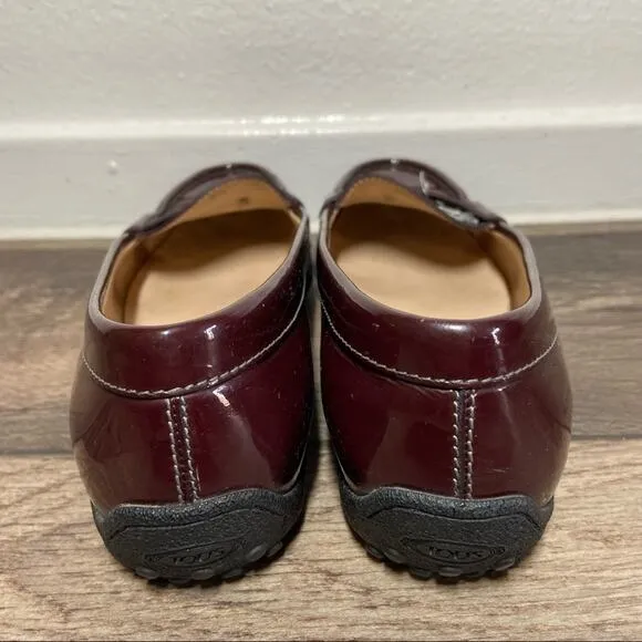 Tod's Gommino Driving Loafers Penny Patent Leather Glossy Slip On Burgundy 6.5