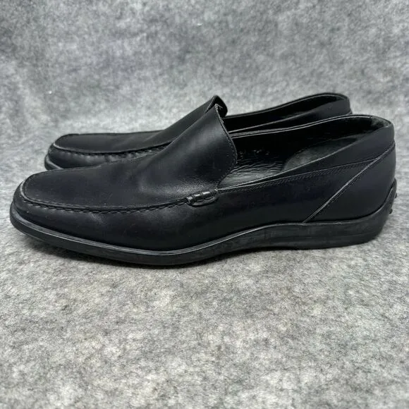 TOD'S Leather Moc Driving Shoes Size US 10 Mens Black Loafers Slip on Made Italy