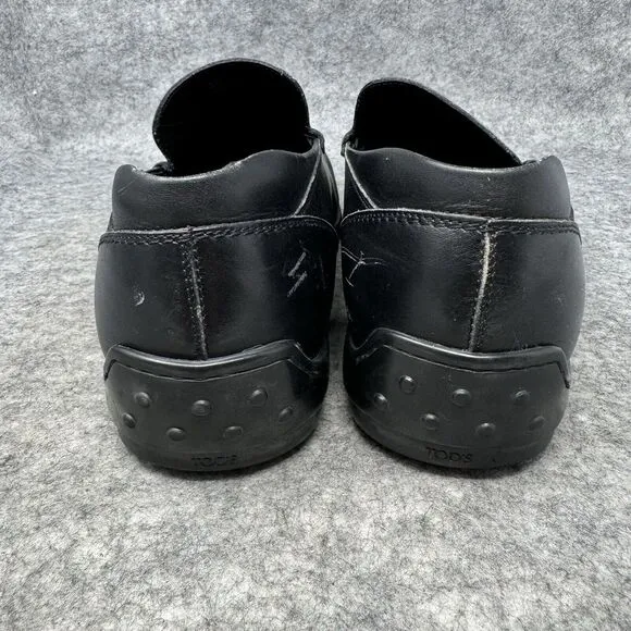 TOD'S Leather Moc Driving Shoes Size US 10 Mens Black Loafers Slip on Made Italy