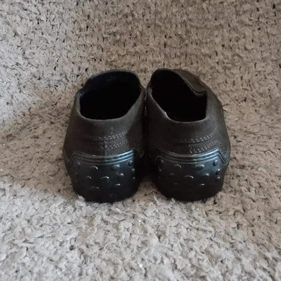 TOD'S-Loafers-Very Dark Brown Suede-Solid Sole w/Nubs-Sz 38.5-Excellent