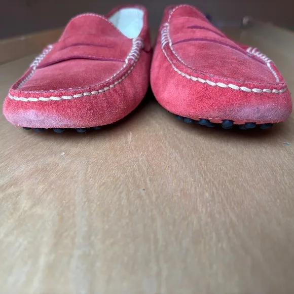 Tod's Luxury Red Suede Gommino Driving Shoe Slip On Penny Loafer Women's 8.5