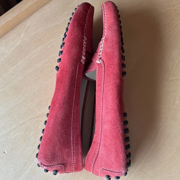 Tod's Luxury Red Suede Gommino Driving Shoe Slip On Penny Loafer Women's 8.5