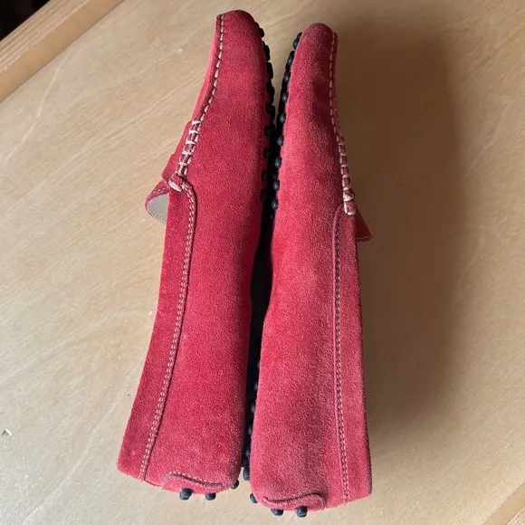 Tod's Luxury Red Suede Gommino Driving Shoe Slip On Penny Loafer Women's 8.5