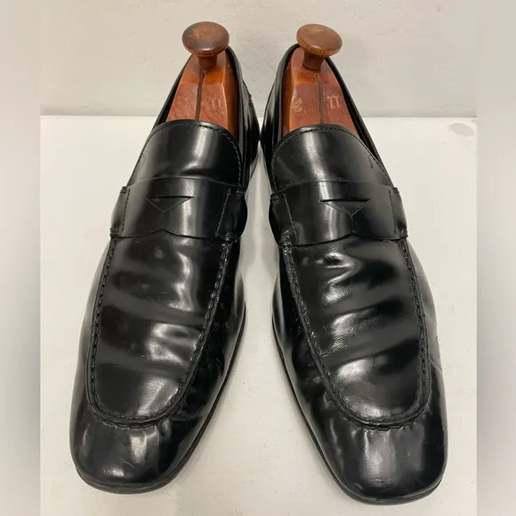 Tod's Made in Italy Glossy Leather Penny Loafer in Black Size 11.5 : 12 1/2 $695